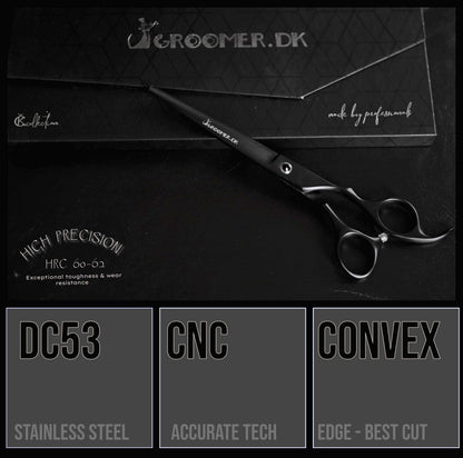 Groomer.dk Black Satin Basic Straight Scissor - 7.5 Inch - Professional Dog Grooming Scissor