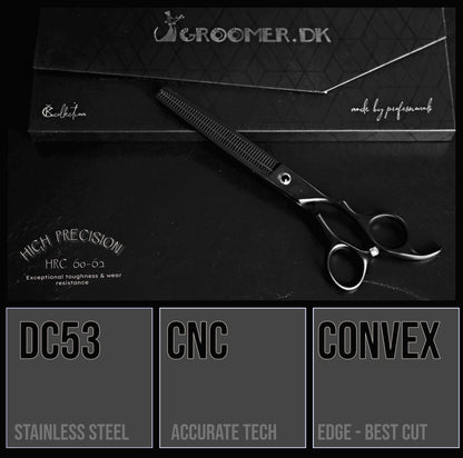 Groomer.dk Black Satin Basic Thinner Scissor- 7.5 Inch - Professional Dog Grooming Scissor