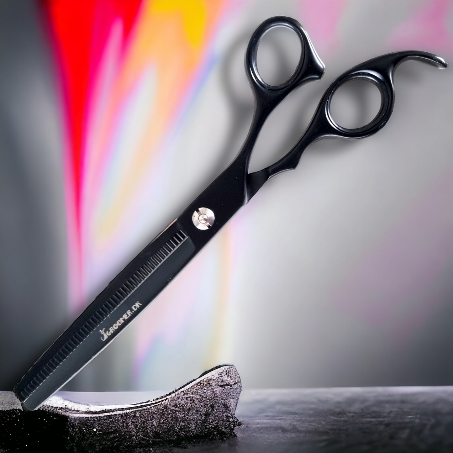 Groomer.dk Black Satin Basic Scissor Set - 7.5 Inch - Professional Dog Grooming Scissor