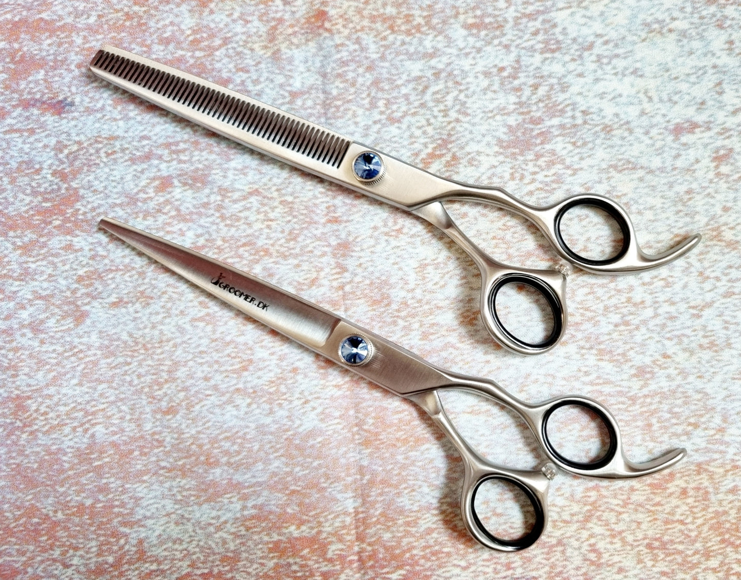 Groomer.dk Scissor Blue Stone Set - 7 Inch - Right or Left - Professional Dog Grooming Scissor