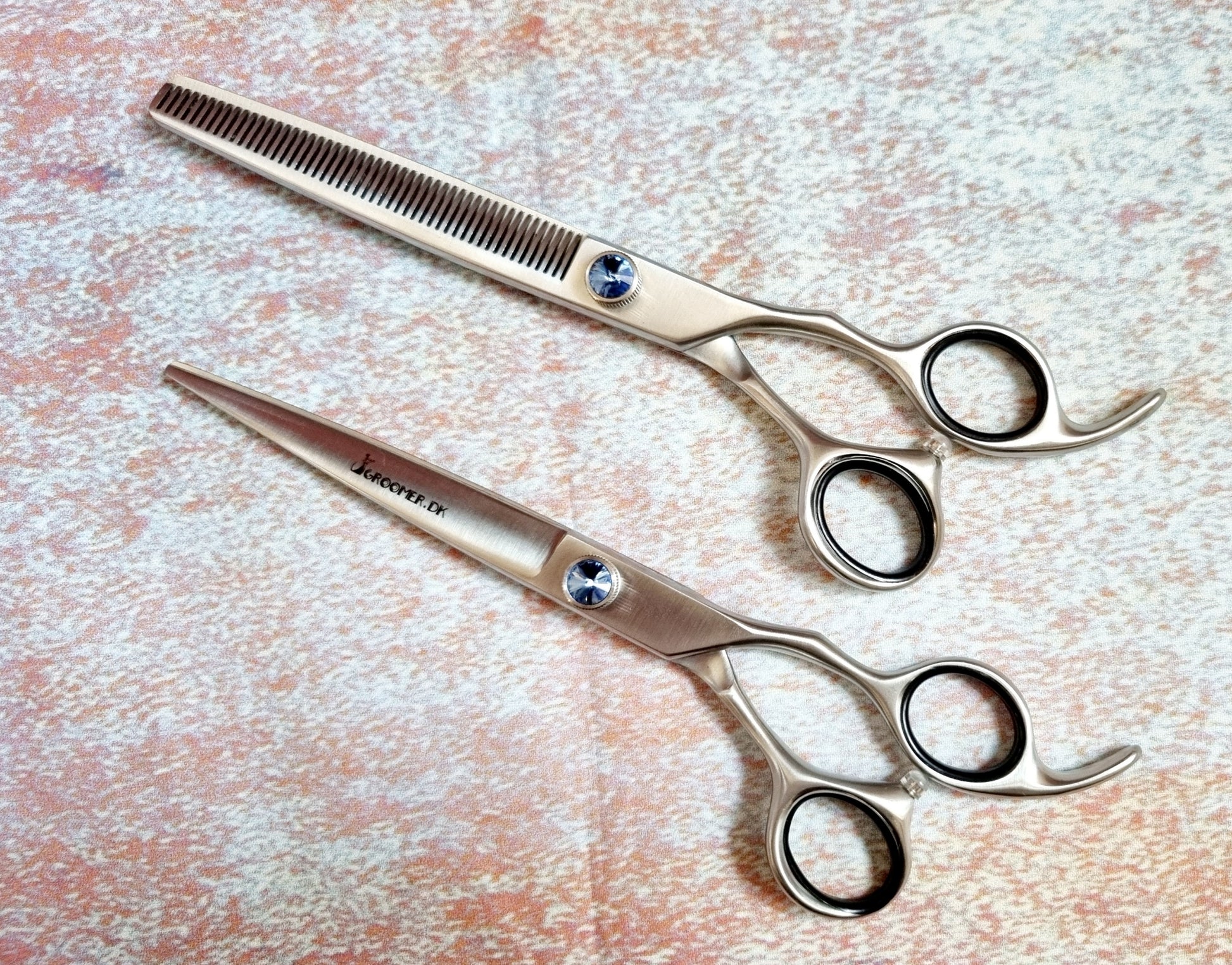 Groomer.dk Scissor Blue Stone Set - 7 Inch - Right or Left - Professional Dog Grooming Scissor