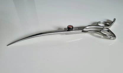 Groomer.dk Curved Red Stone Scissor - 7.5 Inch - Professional Dog Grooming Scissor