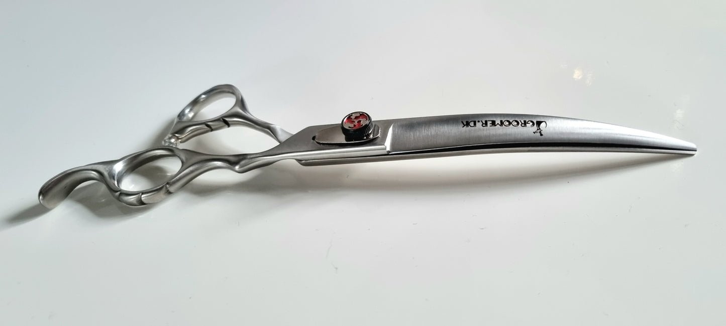 Groomer.dk Curved Red Stone Scissor - 7.5 Inch - Professional Dog Grooming Scissor
