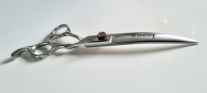 Groomer.dk Curved Red Stone Scissor - 7.5 Inch - Professional Dog Grooming Scissor