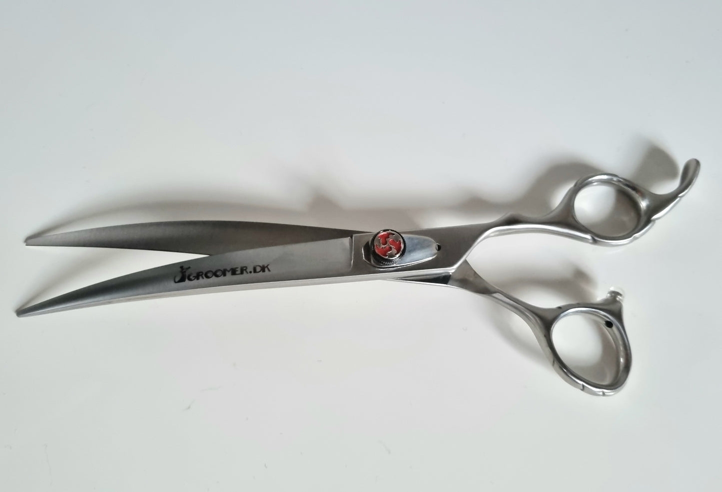 Groomer.dk Curved Red Stone Scissor - 7.5 Inch - Professional Dog Grooming Scissor