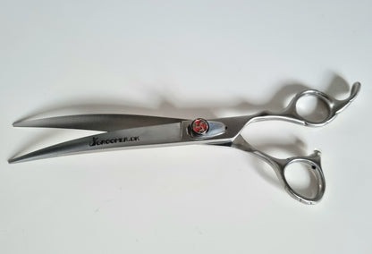 Groomer.dk Curved Red Stone Scissor - 7.5 Inch - Professional Dog Grooming Scissor