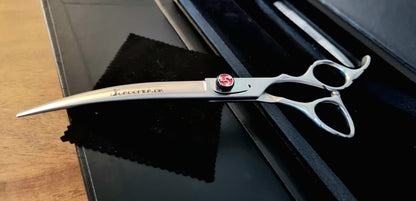 Groomer.dk Curved Red Stone Scissor - 7.5 Inch - Professional Dog Grooming Scissor