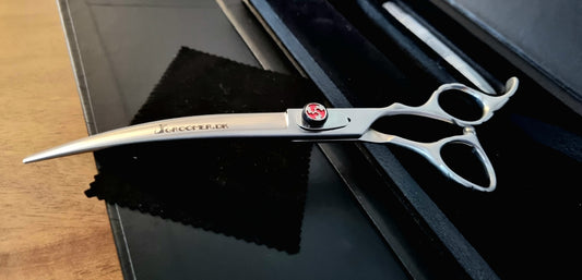 Groomer.dk Curved Red Stone Scissor - 7.5 Inch - Professional Dog Grooming Scissor