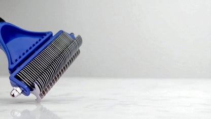 Groomer.dk Extra Fine Twin King 2in1 Undercoat Rake - Professional Undercoat Rake