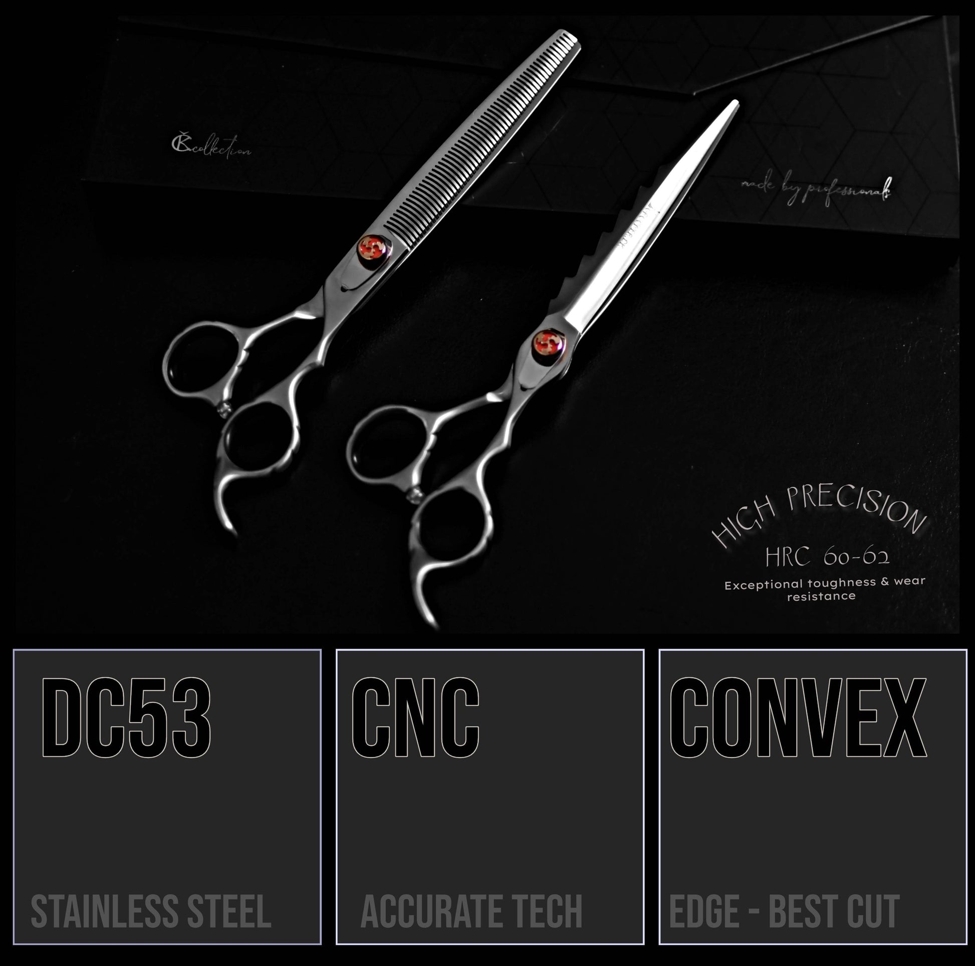 Groomer.dk Silver Shark Professional Scissor Set - 8 Inch - Professional Dog Grooming Scissor