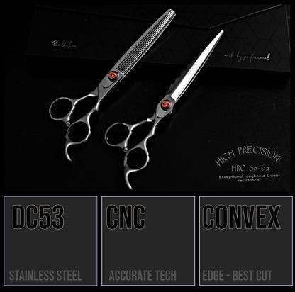 Groomer.dk Silver Shark Professional Scissor Set - 8 Inch - Professional Dog Grooming Scissor
