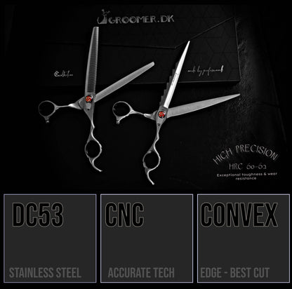 Groomer.dk Silver Shark Professional Scissor Set - 8 Inch - Professional Dog Grooming Scissor