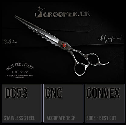 Groomer.dk Silver Shark Straight Scissor - 8 Inch - Professional Dog Grooming Scissor
