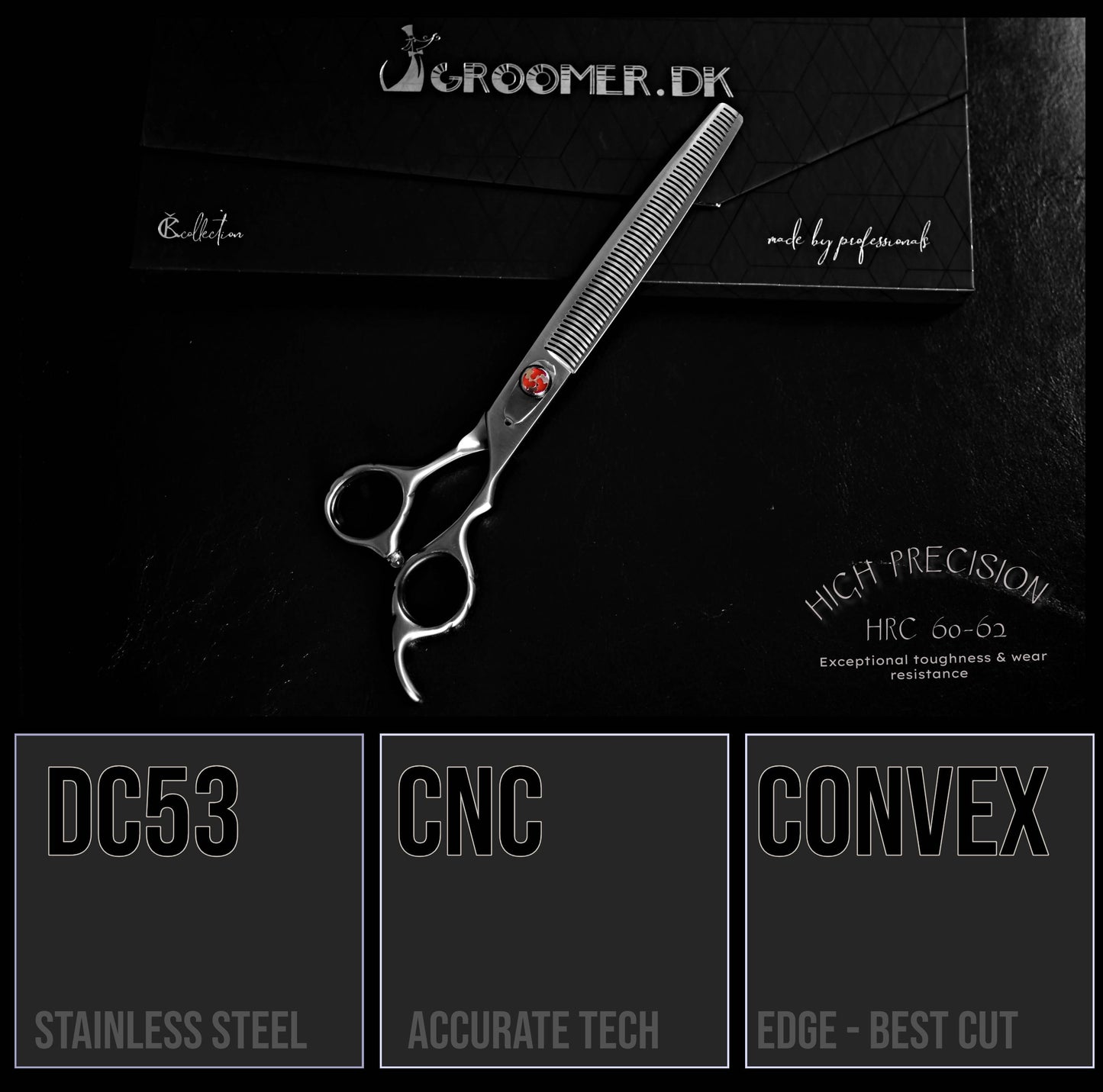 Groomer.dk Silver Shark Thinner Scissor - 8 Inch - Professional Dog Grooming Scissor