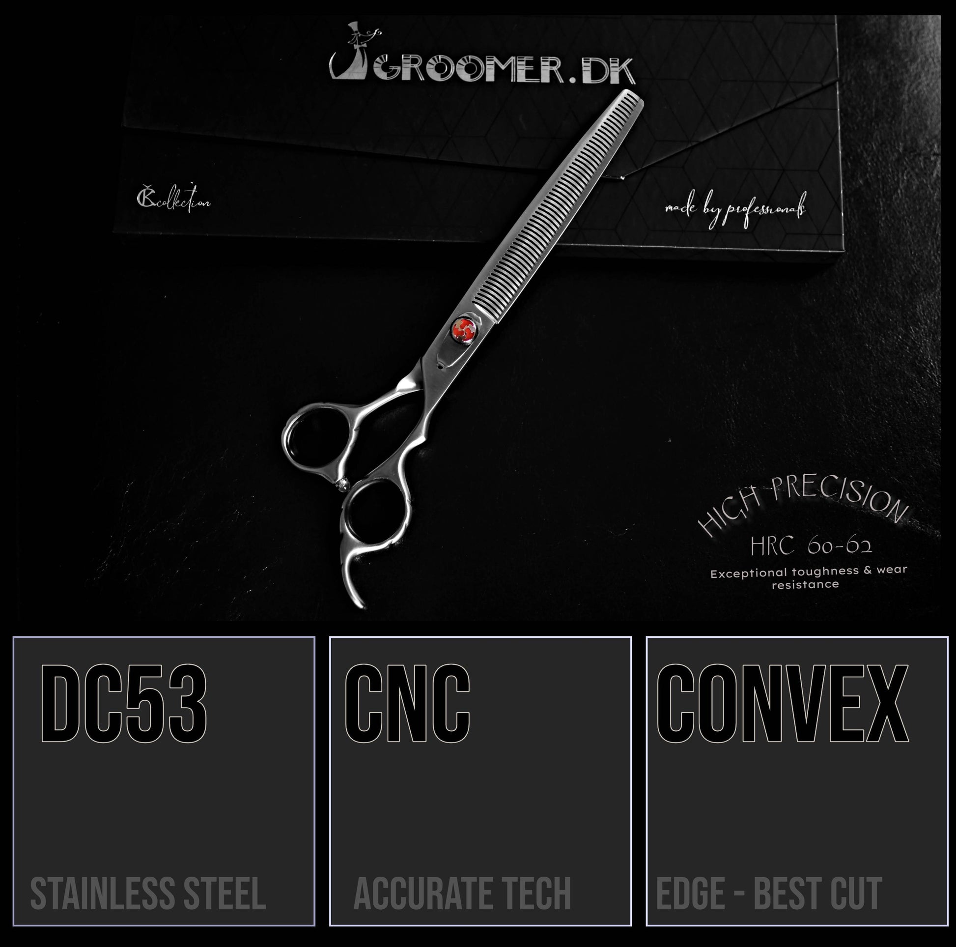 Groomer.dk Silver Shark Thinner Scissor - 8 Inch - Professional Dog Grooming Scissor