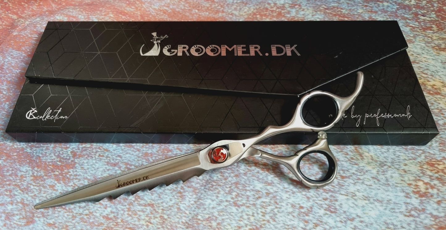 Groomer.dk Silver Shark Straight Scissor - 8 Inch - Professional Dog Grooming Scissor