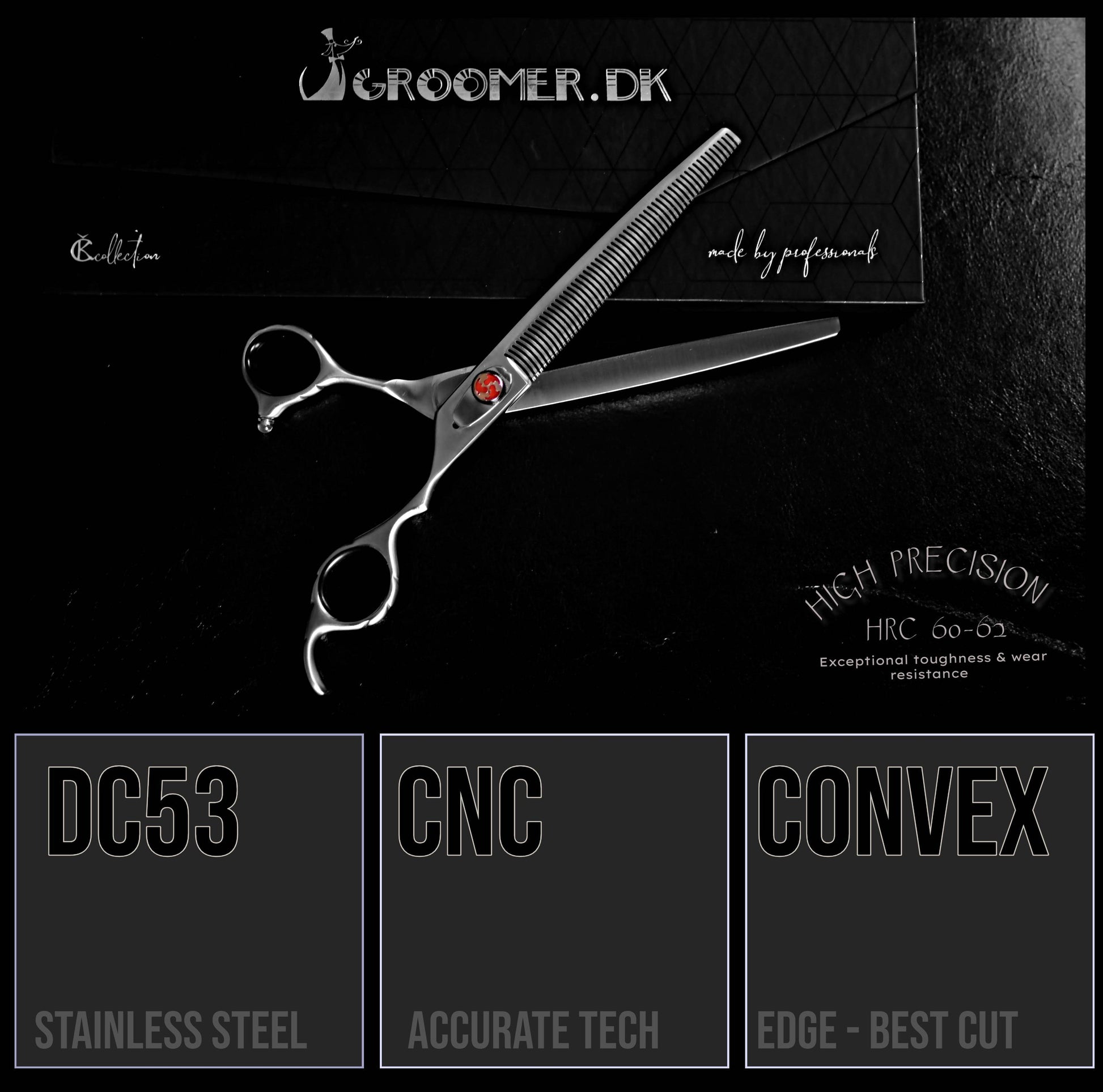 Groomer.dk Silver Shark Professional Scissor Set - 8 Inch - Professional Dog Grooming Scissor