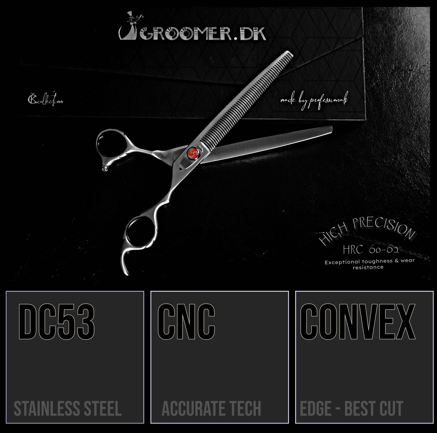 Groomer.dk Silver Shark Thinner Scissor - 8 Inch - Professional Dog Grooming Scissor